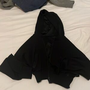 Black crop girls athletic jacket with hood